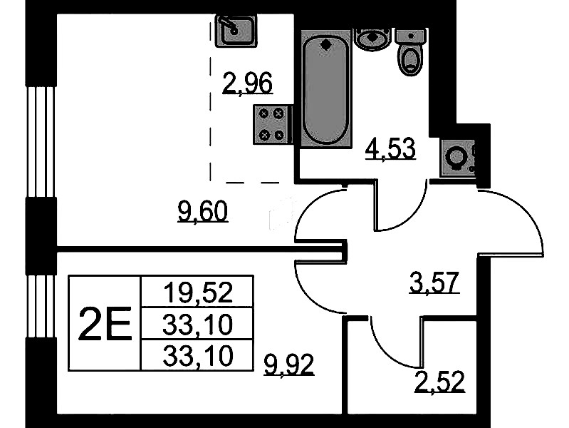 1-комнатная квартира 33.1 м², 1/9 эт., ЖК «Квартал Лаголово»